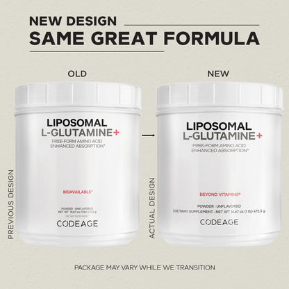 Codeage Liposomal L-Glutamine Powder - High-Potency L-Glutamine 5,000 mg per Serving - 3-Month Supply - Liposomal Delivery, Free-Form Amino Acid, Unflavored Glutamine - Non-GMO Gluten-Free - 16.67 oz - dailyvitalstore