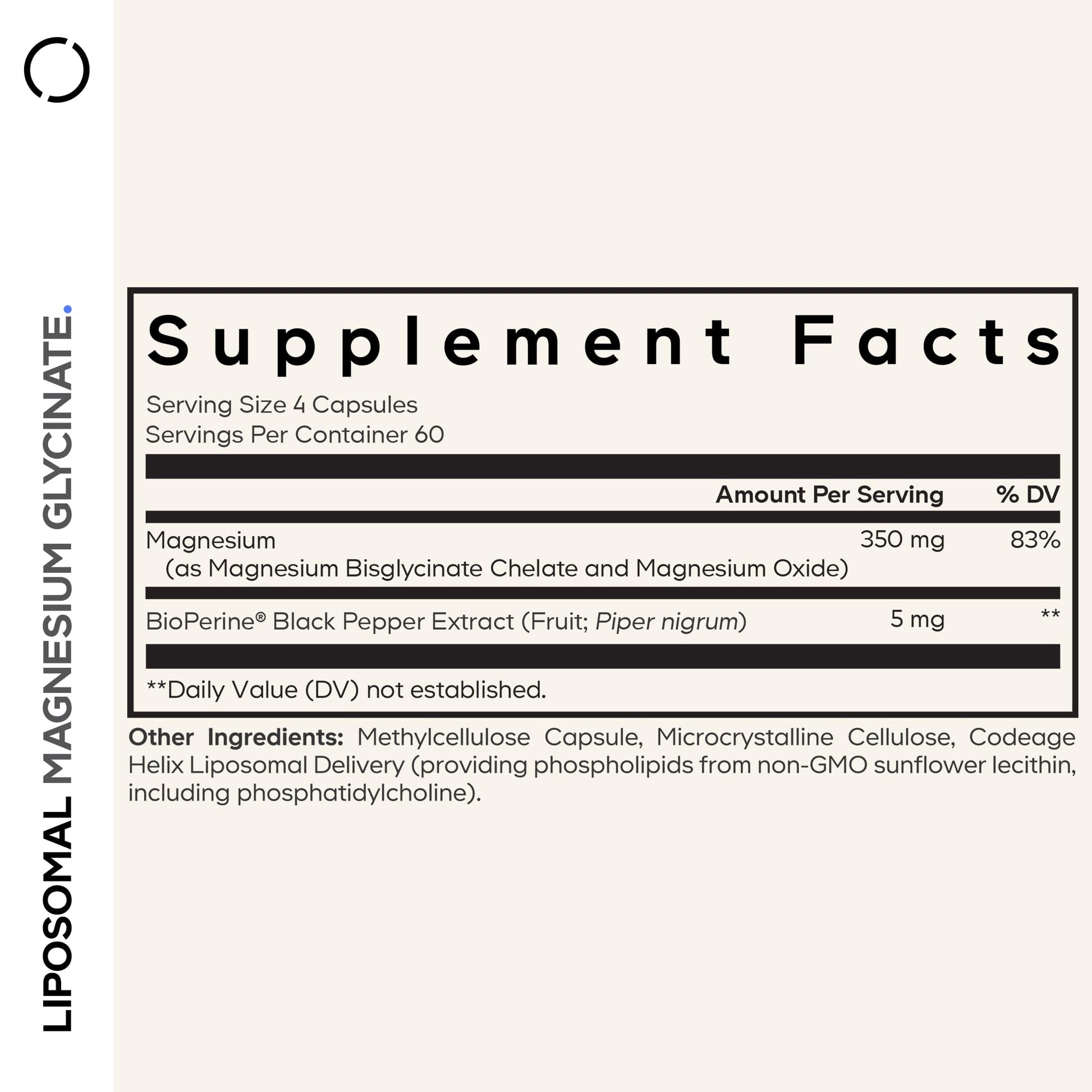 Codeage Liposomal Magnesium Glycinate Supplement, 2-Month Supply, Bisglycinate Magnesium Chelate, Chelated Magnesium Mineral Pills, BioPerine Black Pepper Vitamins Capsules, Non-GMO Vegan, 240 ct - dailyvitalstore