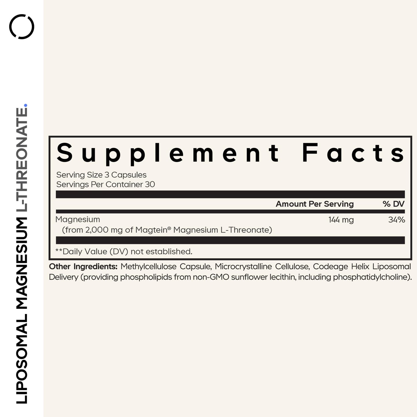 Codeage Liposomal Magnesium L-Threonate Supplement, Patented Magtein Magnesium Threonate for Brain Health, Memory and Cognitive Function Support, Bioavailable, Non-GMO - 90 Capsules - dailyvitalstore