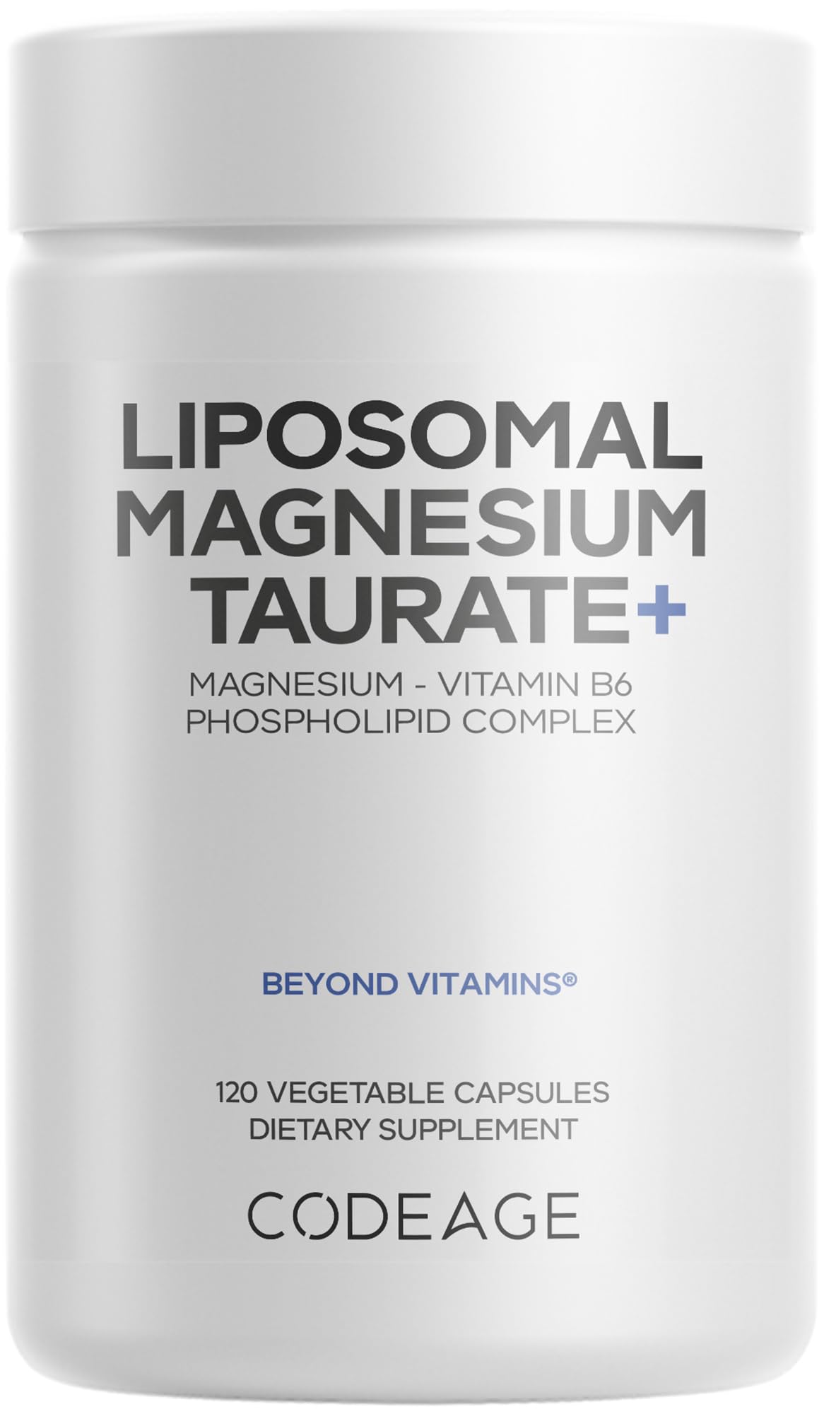 Codeage Liposomal Magnesium Taurate+ Supplement - Magnesium Taurate, Vitamin B6 as Pyridoxal 5-Phosphate, 2-Month Supply - Liposomal Delivery, Vegan, Non-GMO, Gluten-Free, 120 Capsules - dailyvitalstore