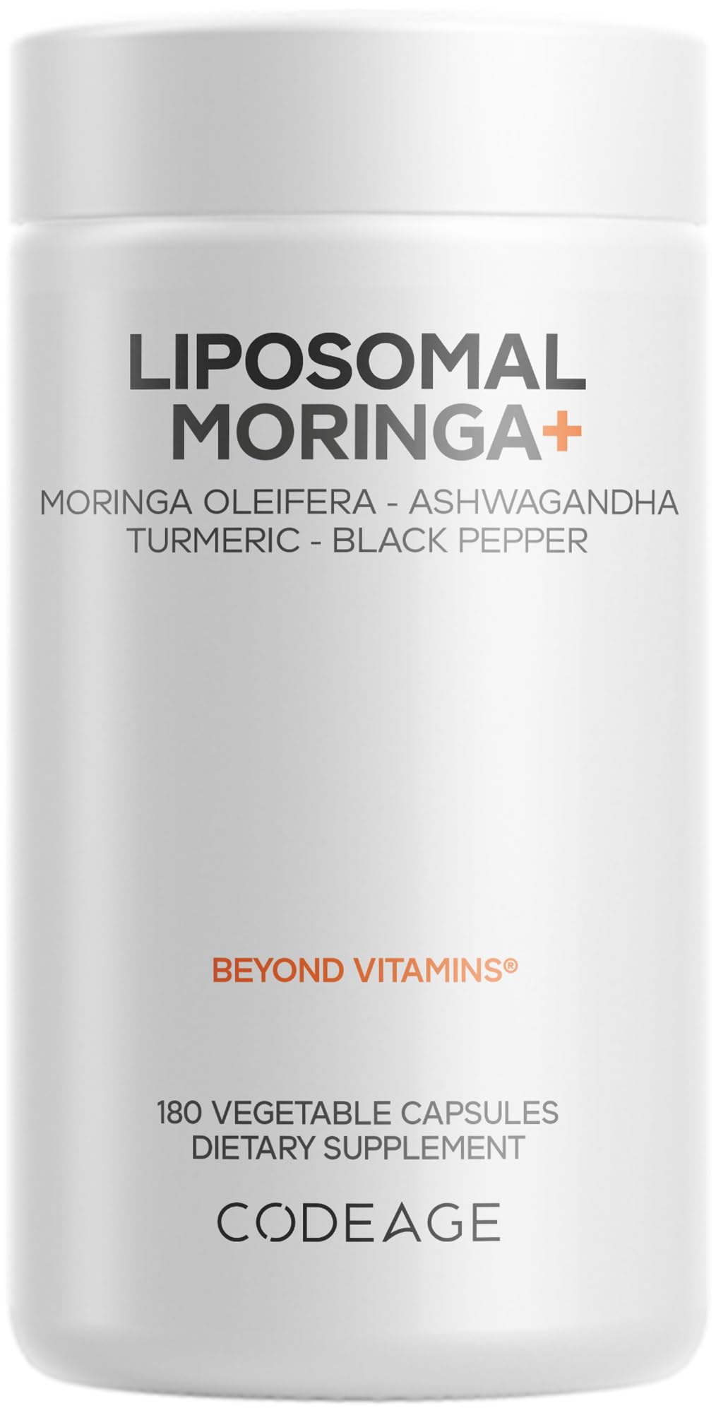 Codeage Liposomal Moringa+ Supplement, 400mg Moringa 50:1 Extract - Turmeric, Ashwagandha, Black Pepper, 3-Month Supply, Vegan Moringa Powder - 180 Capsules - dailyvitalstore