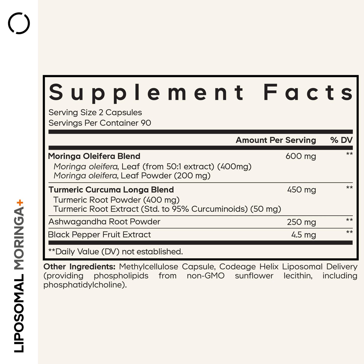 Codeage Liposomal Moringa+ Supplement, 400mg Moringa 50:1 Extract - Turmeric, Ashwagandha, Black Pepper, 3-Month Supply, Vegan Moringa Powder - 180 Capsules - dailyvitalstore
