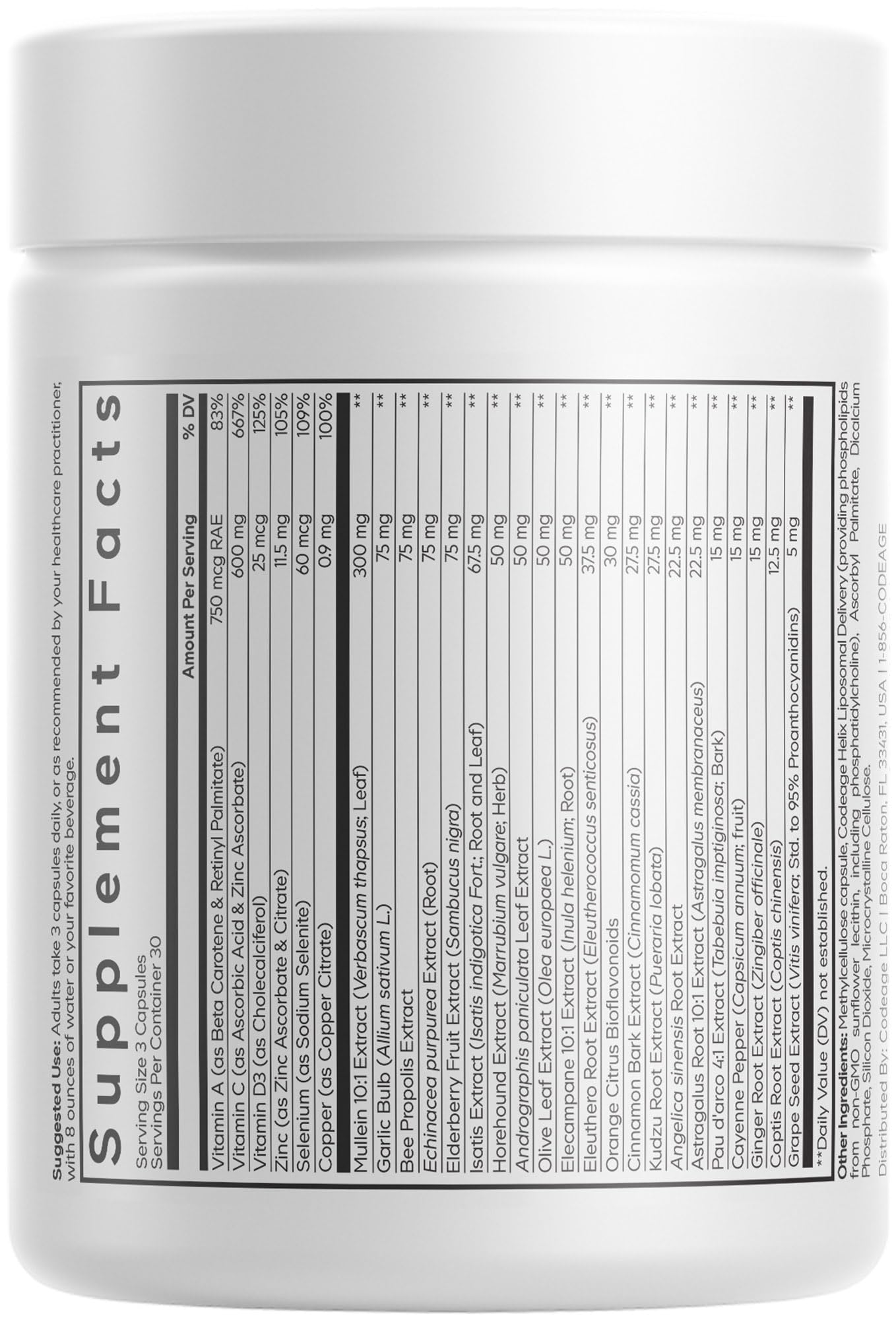 Codeage Liposomal Mullein Ultra Supplement - Mullein 10:1 Extract, Elderberry, Bee Propolis, Echinacea, Ginger Root, Andrographis, Kudzu, Vitamins, Elecampane, Eleuthero, Isatis, Non-GMO - 90 Capsules - dailyvitalstore