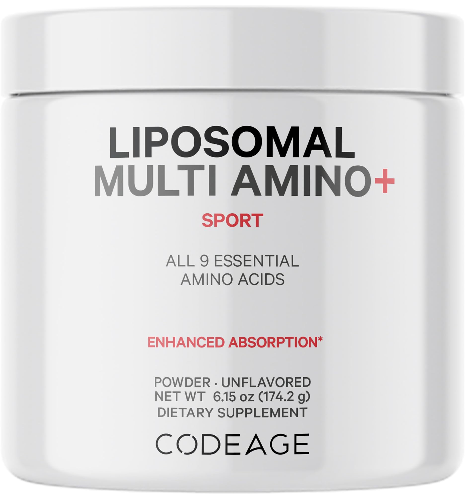 Codeage Liposomal Multi Amino Powder Supplement - BCAA & EAA Supplement All 9 Essential Amino Acids, Branched-Chain Amino Acid, Pre & Post Workout, Unflavored, Liposomal Delivery, Non-GMO, 6.15 oz - dailyvitalstore