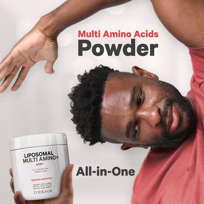 Codeage Liposomal Multi Amino Powder Supplement - BCAA & EAA Supplement All 9 Essential Amino Acids, Branched-Chain Amino Acid, Pre & Post Workout, Unflavored, Liposomal Delivery, Non-GMO, 6.15 oz - dailyvitalstore