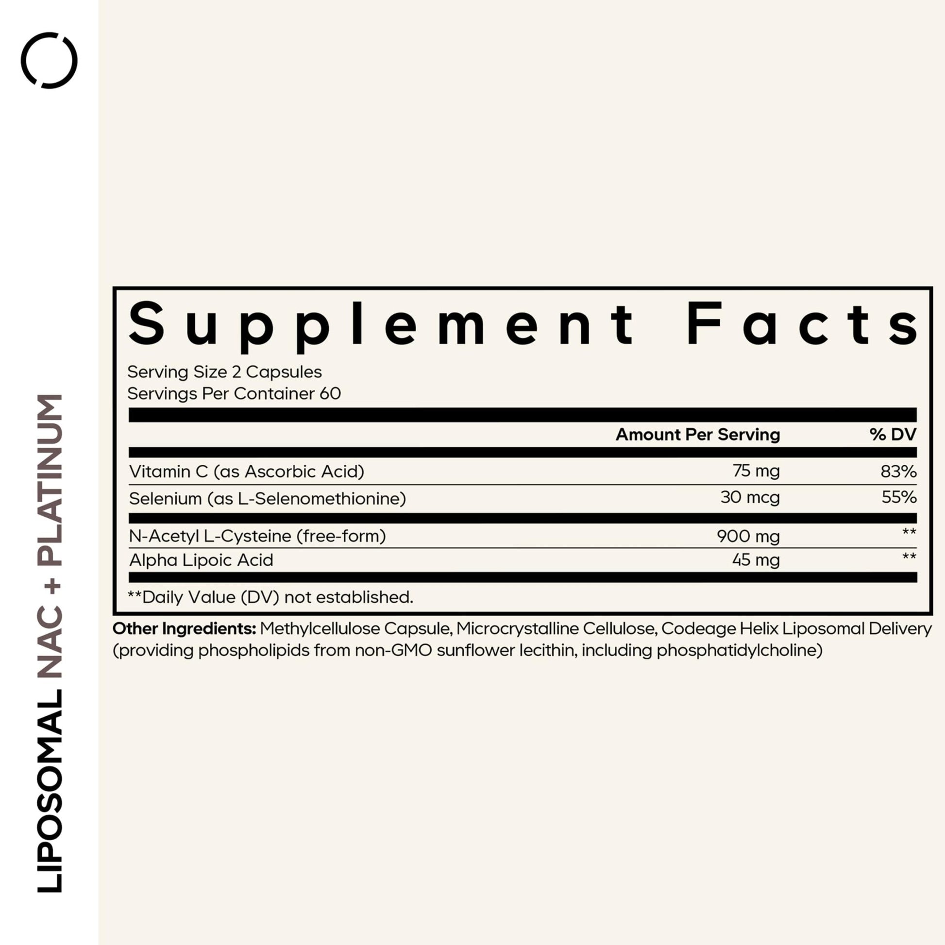 Codeage Liposomal NAC+ Platinum - N-Acetyl L-Cysteine, Vitamin C, Alpha Lipoic Acid, Selenium - 2-Month Supply - Helix Liposomal Delivery - Phospholipid - Non-GMO NAC Dietary Supplement - 120 Capsules - dailyvitalstore