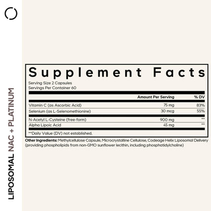 Codeage Liposomal NAC+ Platinum - N-Acetyl L-Cysteine, Vitamin C, Alpha Lipoic Acid, Selenium - 2-Month Supply - Helix Liposomal Delivery - Phospholipid - Non-GMO NAC Dietary Supplement - 120 Capsules - dailyvitalstore