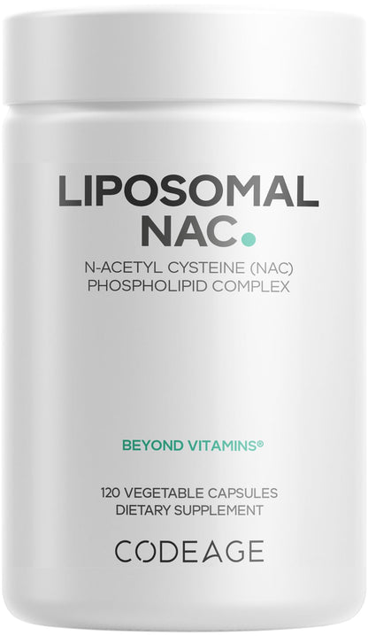Codeage Liposomal NAC Supplement - N-Acetyl L-Cysteine Amino Acid - 2 Month Supply - Free-Form NAC - Phospholipid Complex - Vegan, Non-GMO, Gluten-Free, Dairy-Free - 120 Capsules - dailyvitalstore