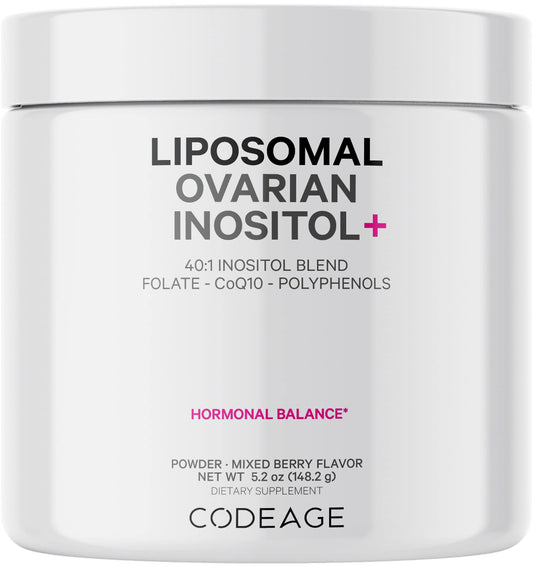 Codeage Liposomal Ovarian Inositol Powder - Myo-Inositol & D-Chiro-Inositol 40:1 Blend, Folate 5-MTHF, CoQ10, Pomegranate & Wild Blueberry - 2-Month Supply - Mixed Berry Flavor - Non-GMO, 60 Servings - dailyvitalstore