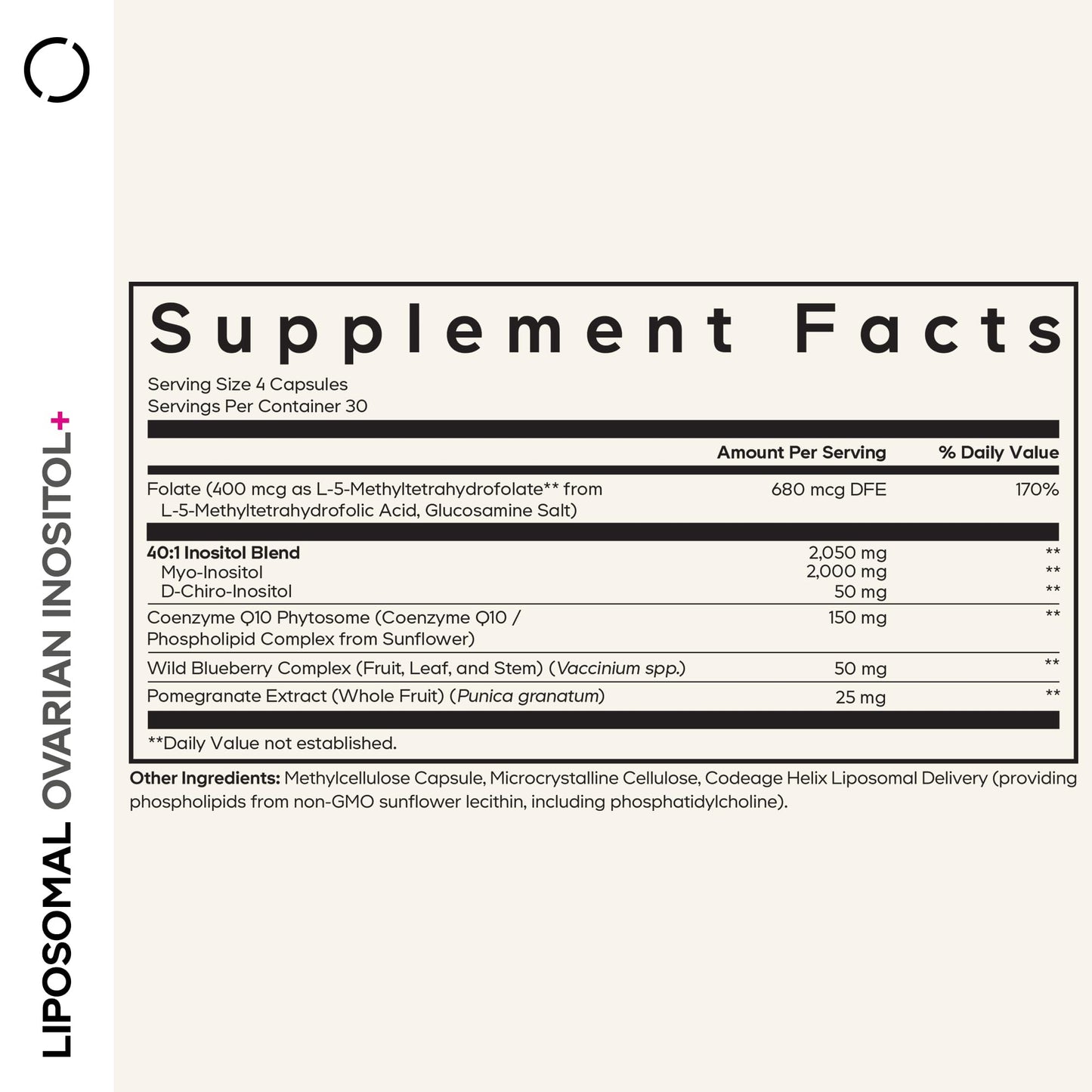 Codeage Liposomal Ovarian Inositol+ Supplement - Myo-Inositol & D-Chiro-Inositol 40:1 Blend, Folate 5-MTHF, CoQ10, Pomegranate & Wild Blueberry, Liposomal Delivery, Non-GMO, Gluten-Free - 120 Capsules - dailyvitalstore