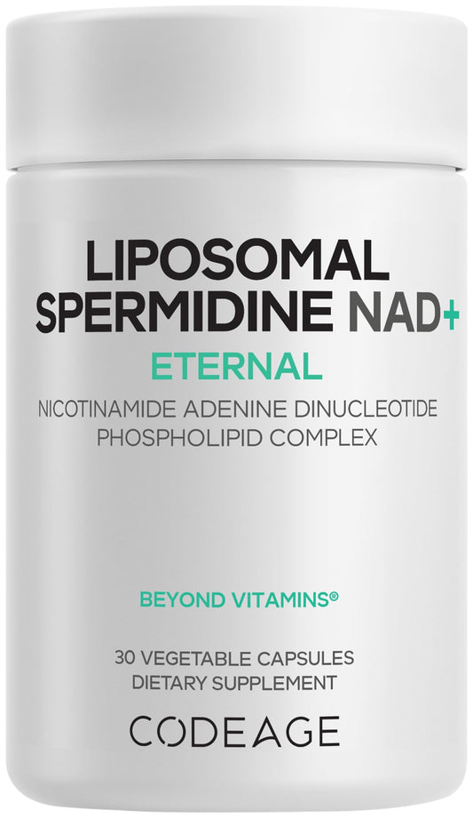 Codeage Liposomal Spermidine NAD+ Spermidine Supplement - 500 Mg NAD+ Vitamin C - Liposomal Delivery - Nicotinamide Adenine Dinucleotide Pills - 1 Capsule Per Serving - Vegan, Non-GMO - 30 Capsules - dailyvitalstore