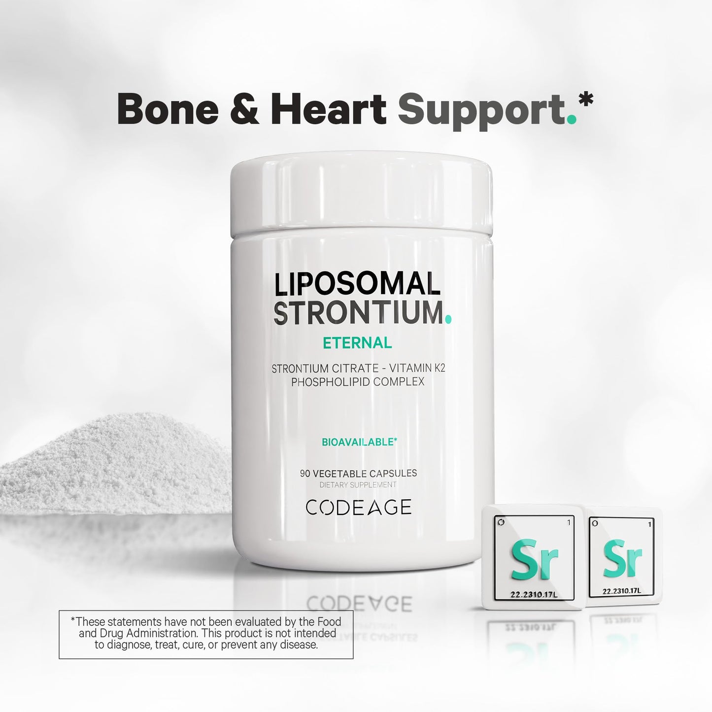 Codeage Liposomal Strontium Supplement - Strontium Citrate, Vitamin K2 MK-7, Liposomal Delivery, Non-GMO, Gluten-Free - 90 Capsules - dailyvitalstore