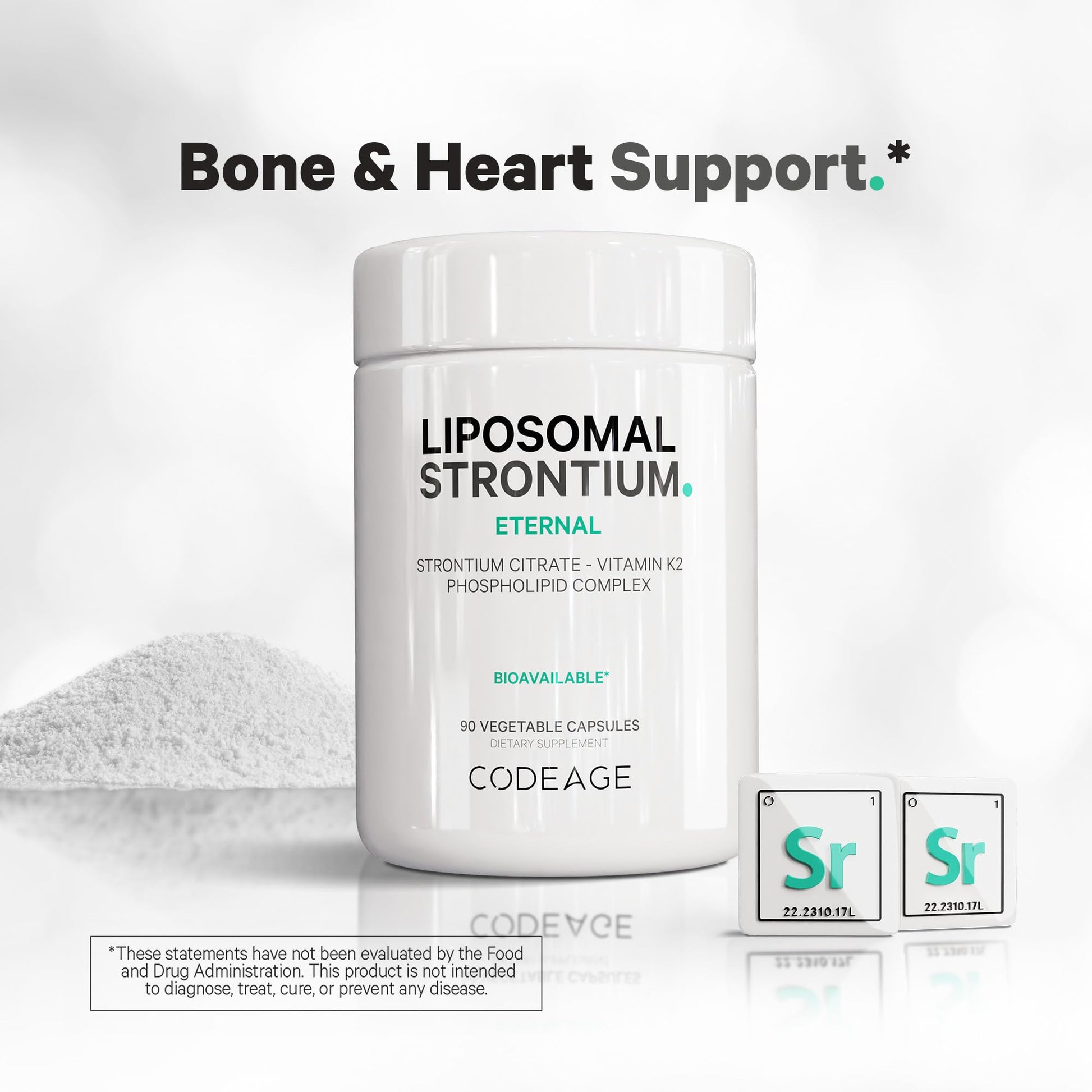 Codeage Liposomal Strontium Supplement - Strontium Citrate, Vitamin K2 MK-7, Liposomal Delivery, Non-GMO, Gluten-Free - 90 Capsules - dailyvitalstore