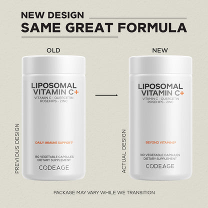 Codeage Liposomal Vitamin C 1500mg with Zinc, Elderberry, Citrus Bioflavonoids Grapefruit, Lemon, Orange Powder, Quercetin & Rose Hips Fruit – Vegan Supplement - Non-GMO, Vegan Pills, 180 Capsules - dailyvitalstore