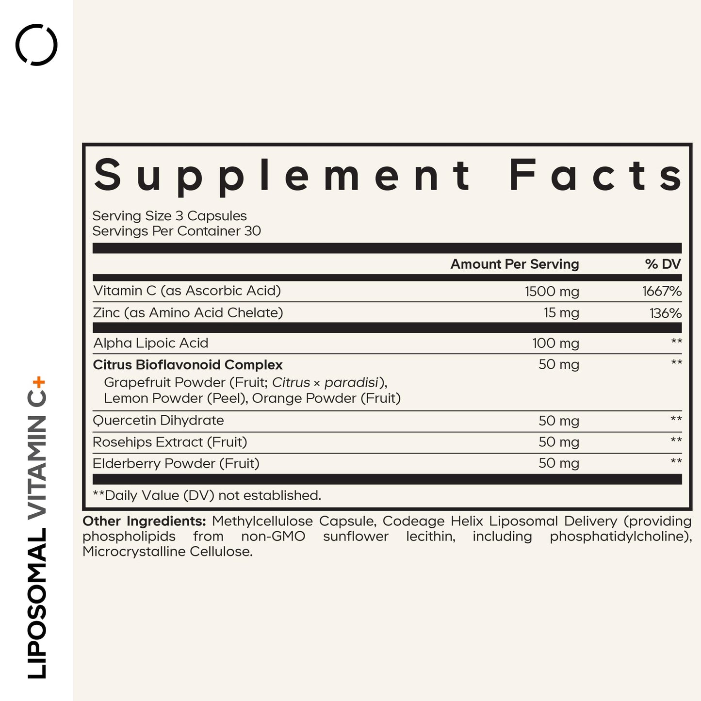 Codeage Liposomal Vitamin C Vitamins with Zinc, Elderberry, Citrus Bioflavonoids Ascorbic Acid, Quercetin & Rose Hips Fruit, Vitamina C Liposomal Supplement Pills - Non-GMO, Vegan - 90 Capsules - dailyvitalstore