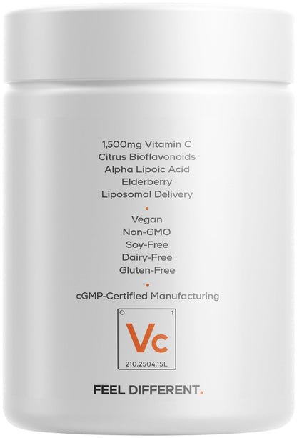 Codeage Liposomal Vitamin C Vitamins with Zinc, Elderberry, Citrus Bioflavonoids Ascorbic Acid, Quercetin & Rose Hips Fruit, Vitamina C Liposomal Supplement Pills - Non-GMO, Vegan - 90 Capsules - dailyvitalstore