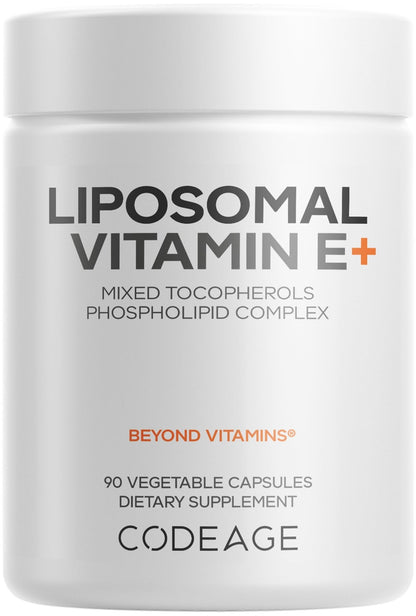 Codeage Liposomal Vitamin E Supplement - All Vitamin E Tocopherols - 3-Month Supply - Alpha Tocopherols, Beta, Gamma, and Delta - Liposomal Mixed Tocopherols - Non-GMO Phospholipid - 90 Capsules - dailyvitalstore