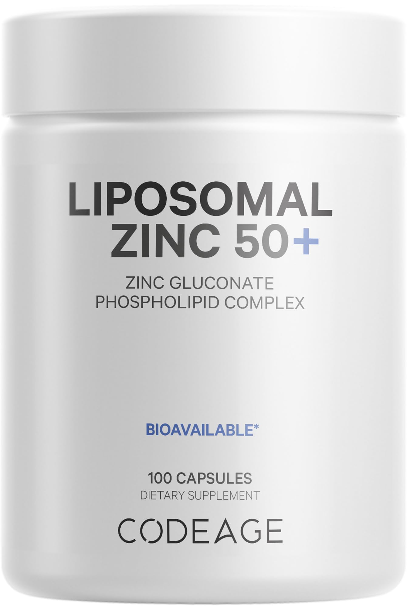 Codeage Liposomal Zinc Supplement – 3 Month Supply – One Per Day - 50 mg Zinc Gluconate Vitamin Pills - Essential Mineral Supplements Liposomal Delivery Matrix - Vegan Non-GMO - 100 Capsules - dailyvitalstore