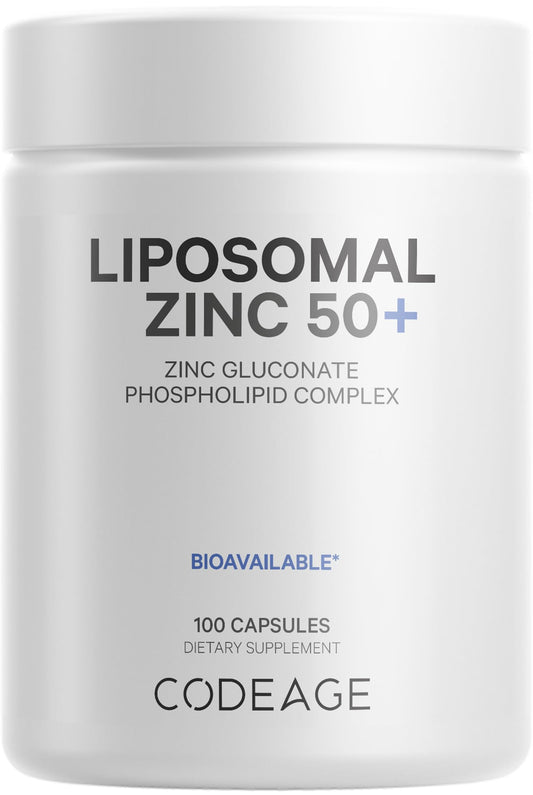 Codeage Liposomal Zinc Supplement – 3 Month Supply – One Per Day - 50 mg Zinc Gluconate Vitamin Pills - Essential Mineral Supplements Liposomal Delivery Matrix - Vegan Non-GMO - 100 Capsules - dailyvitalstore
