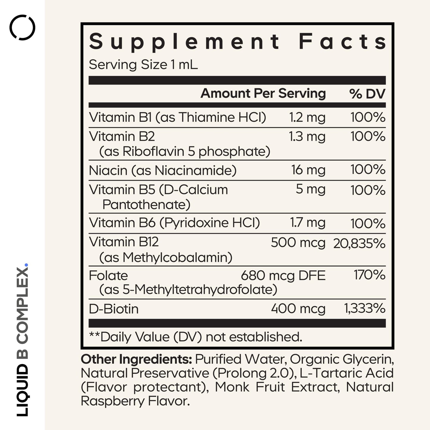 Codeage Liquid B-Complex Supplement with 8 Forms of Vitamin B - Vitamin Thiamine B1, Riboflavin B2, B3, B5, B6, Biotin B7, Active Methylated B9 Folate & B12 - Raspberry Flavor - Non-GMO - 1 fl oz - dailyvitalstore