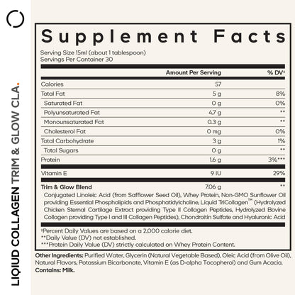 Codeage Liquid Collagen Supplement Chocolate Flavor, Beauty Trim & Glow Liposomal Collagen Peptides, CLA Conjugated Linoleic Acid, Hyaluronic Acid, Vitamin E, Hydrolyzed, Non-GMO, 15.22 fl oz - dailyvitalstore