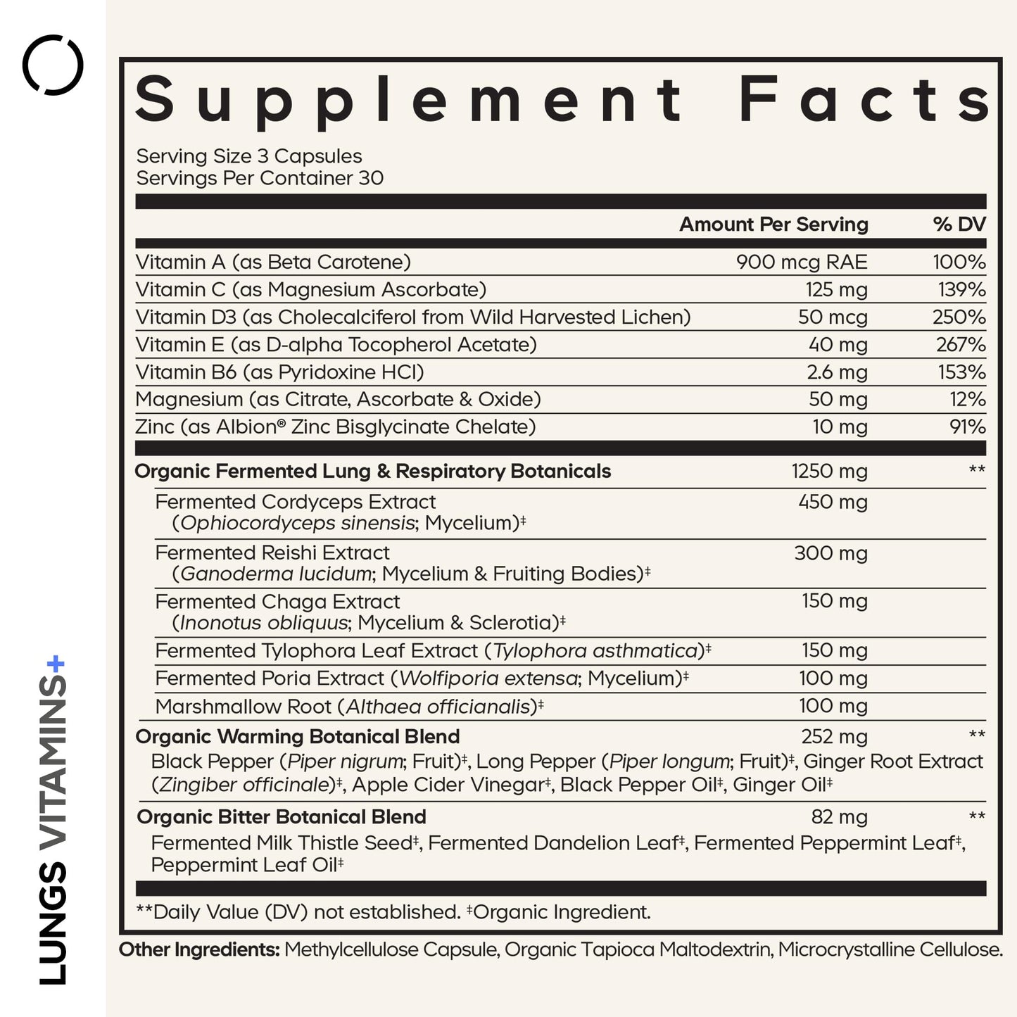 Codeage Lungs Vitamins, A, C, D, E, B6, Milk Thistle Lung Supplement, Zinc & Magnesium, Cordyceps, Reishi, Chaga, Poria, Tylophora, Ginger, Peppermint Leaf Organic Herb Cleanse - Non-GMO - 90 Capsules - dailyvitalstore