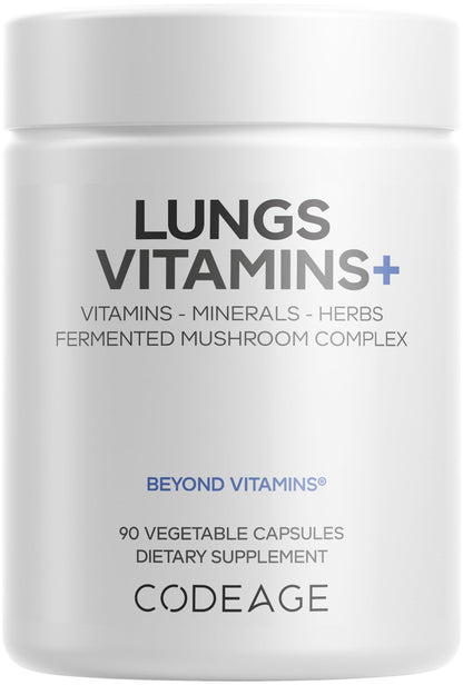 Codeage Lungs Vitamins, A, C, D, E, B6, Milk Thistle Lung Supplement, Zinc & Magnesium, Cordyceps, Reishi, Chaga, Poria, Tylophora, Ginger, Peppermint Leaf Organic Herb Cleanse - Non-GMO - 90 Capsules - dailyvitalstore