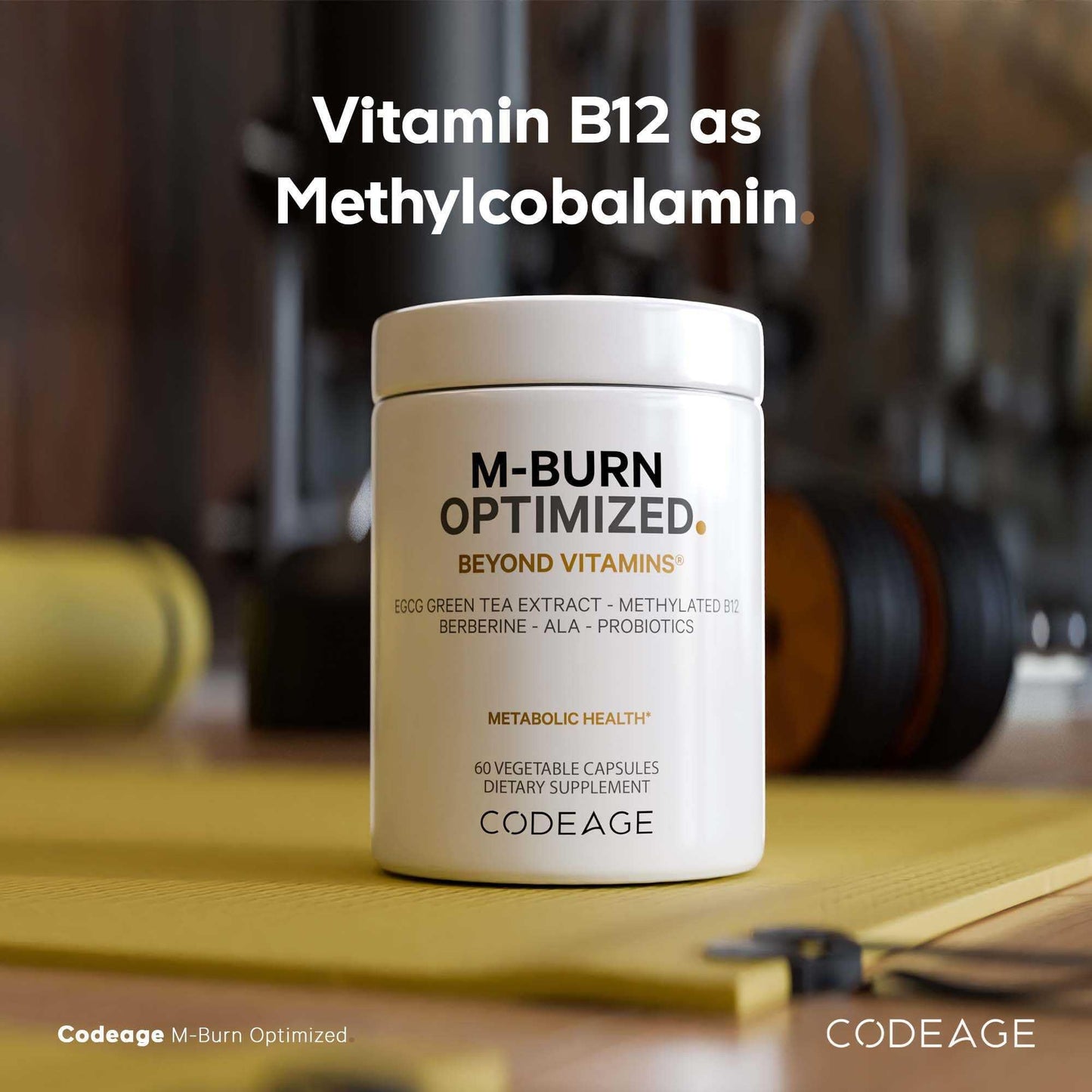 Codeage M-Burn Optimized Supplement - Decaffeinated Green Tea Std. to 50% EGCG, Berberine, Akkermansia, Vitamin B12 - Probiotics - Vitamins - 60 Capsules - dailyvitalstore