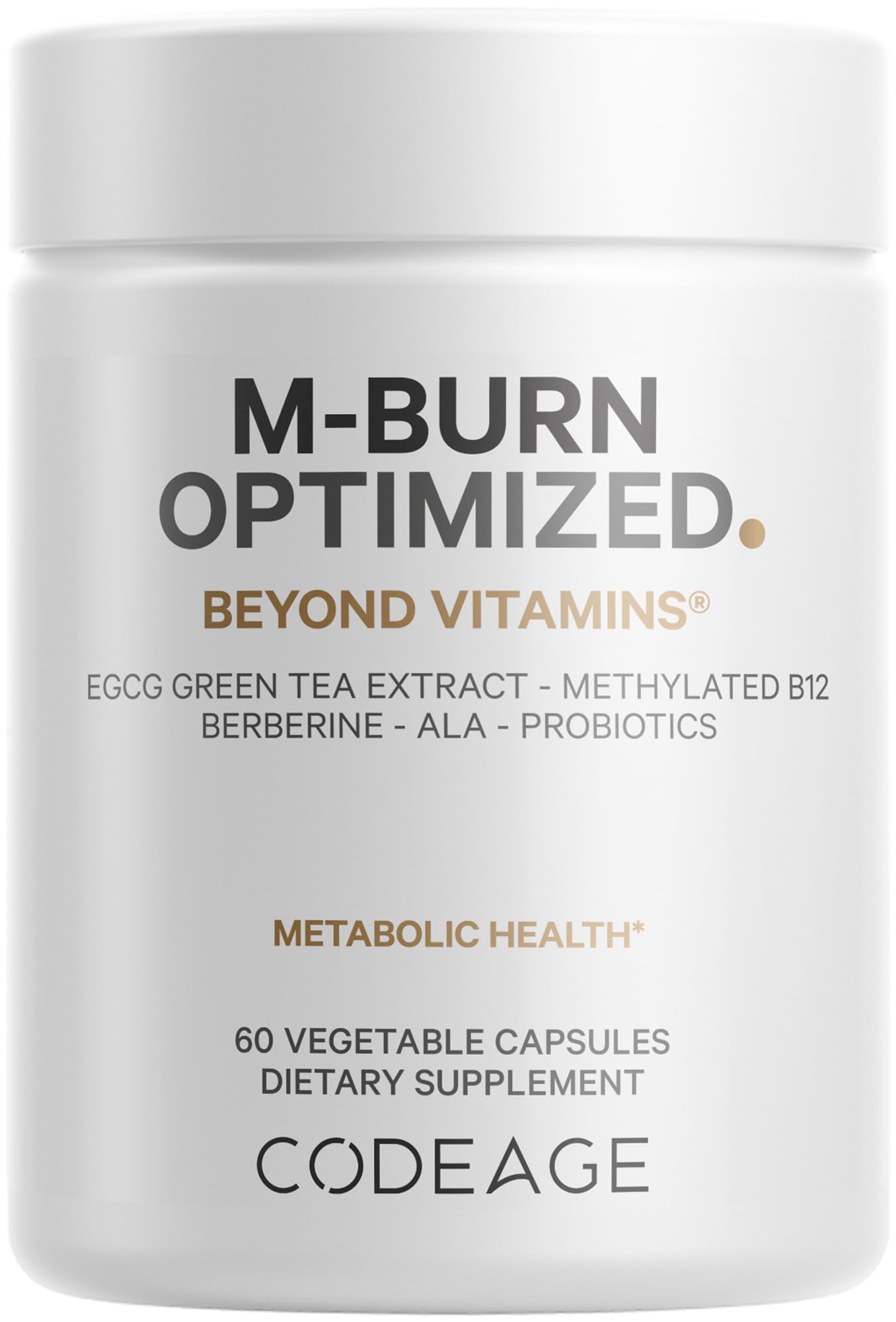 Codeage M-Burn Optimized Supplement - Decaffeinated Green Tea Std. to 50% EGCG, Berberine, Akkermansia, Vitamin B12 - Probiotics - Vitamins - 60 Capsules - dailyvitalstore