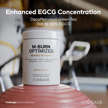 Codeage M-Burn Optimized Supplement - Decaffeinated Green Tea Std. to 50% EGCG, Berberine, Akkermansia, Vitamin B12 - Probiotics - Vitamins - 60 Capsules - dailyvitalstore