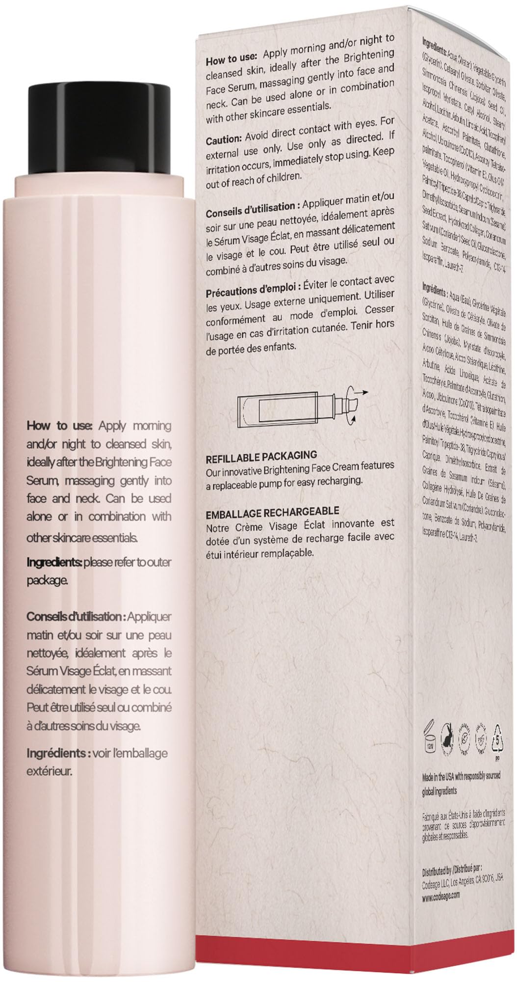 Codeage Maison Rouge Brightening Face Cream Refill Glutathione Cream, Collagen Peptides, Vitamin E, CoQ10 – Radiance & Antioxidant Complex – Paraben and Sulfates Free – Skin Care - 1.7 fl oz - dailyvitalstore