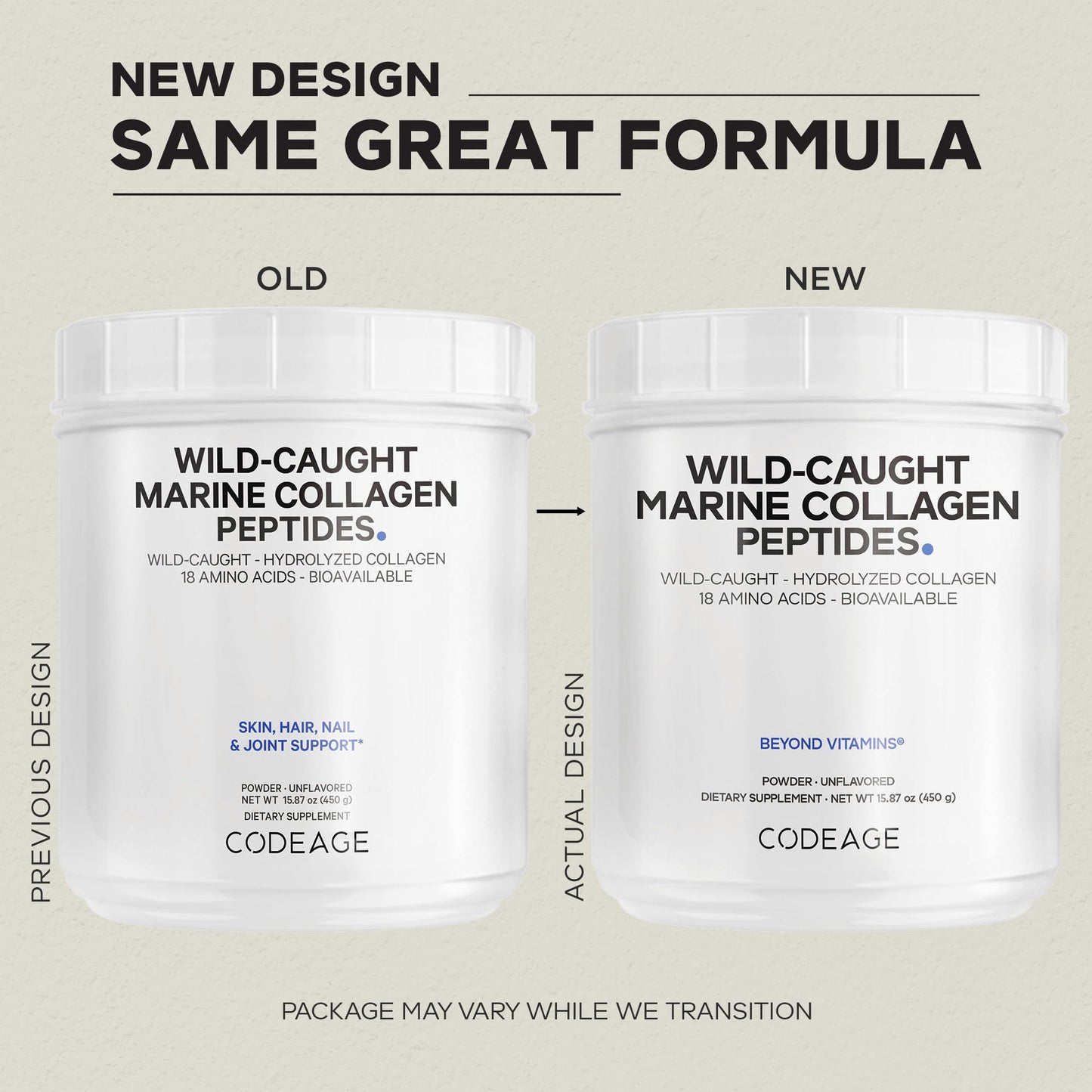 Codeage Marine Collagen Powder - Wild-Caught Hydrolyzed Fish Collagen Peptides - Type 1 & 3 Collagen Protein Supplement - Amino Acids for Skin, Hair, Nails - Paleo Friendly, Non-GMO, 15.87 Ounces - dailyvitalstore