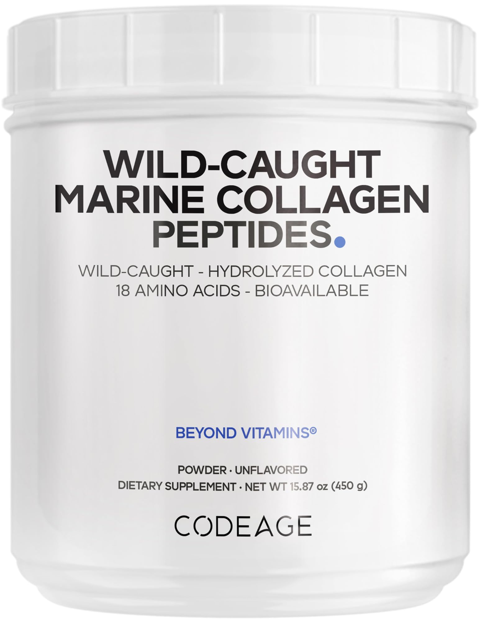 Codeage Marine Collagen Powder - Wild-Caught Hydrolyzed Fish Collagen Peptides - Type 1 & 3 Collagen Protein Supplement - Amino Acids for Skin, Hair, Nails - Paleo Friendly, Non-GMO, 15.87 Ounces - dailyvitalstore