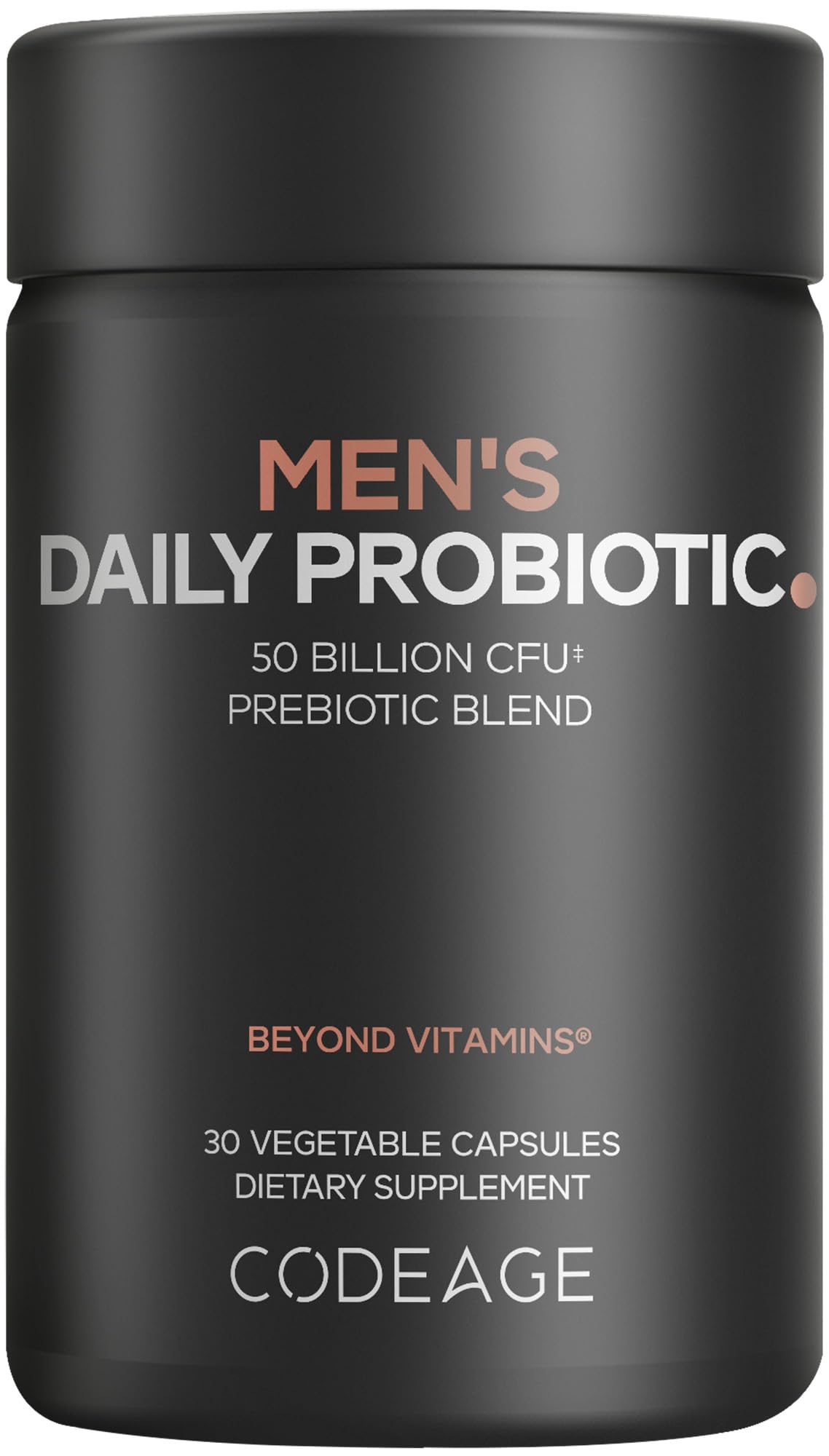 Codeage Men’s Daily Probiotic Supplement - 50 Billion CFU Probiotic Blend with Zinc, Inulin Prebiotic, Saw Palmetto – Men’s Wellness Support – 1 Capsule Per Serving - Non-GMO – 30 Capsules - dailyvitalstore