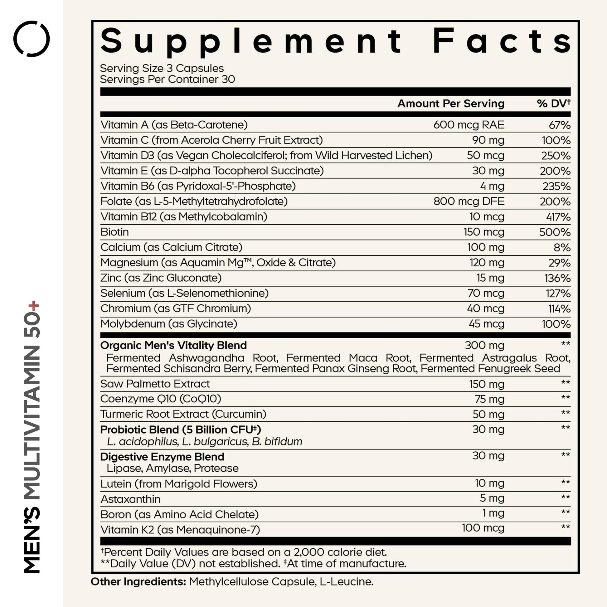 Codeage Men's Multivitamin 50+ Supplement - Essential Vitamins for Men Over 50 Years Old, Minerals, CoQ10, Turmeric, Saw Palmetto, Maca, Panax Ginseng, Probiotics & Botanicals - Non-GMO - 90 Capsules - dailyvitalstore