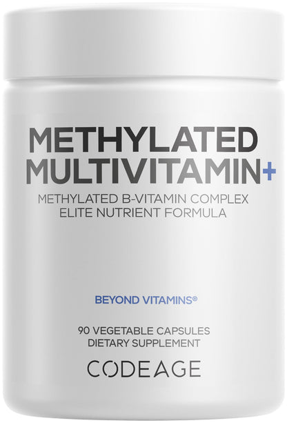 Codeage Methylated Multivitamin Supplement - B-Vitamin, Vitamins A, C, D, E, K2, B12 Methylcobalamin - L-Methylfolate - Magnesium, CoQ10, DIM, Probiotics, Benfotiamine, Lithium, Calcium - 90 Capsules - dailyvitalstore