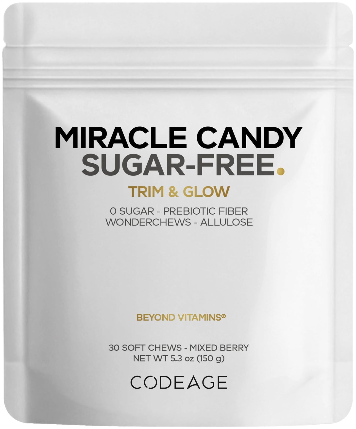 Codeage Miracle Candy Sugar-Free Candies, Mixed Berry Soft Chews – Allulose, Prebiotic Fiber – Low-Calorie Wonderchews – 0g Sugar Soft Chews - 30 Count - dailyvitalstore