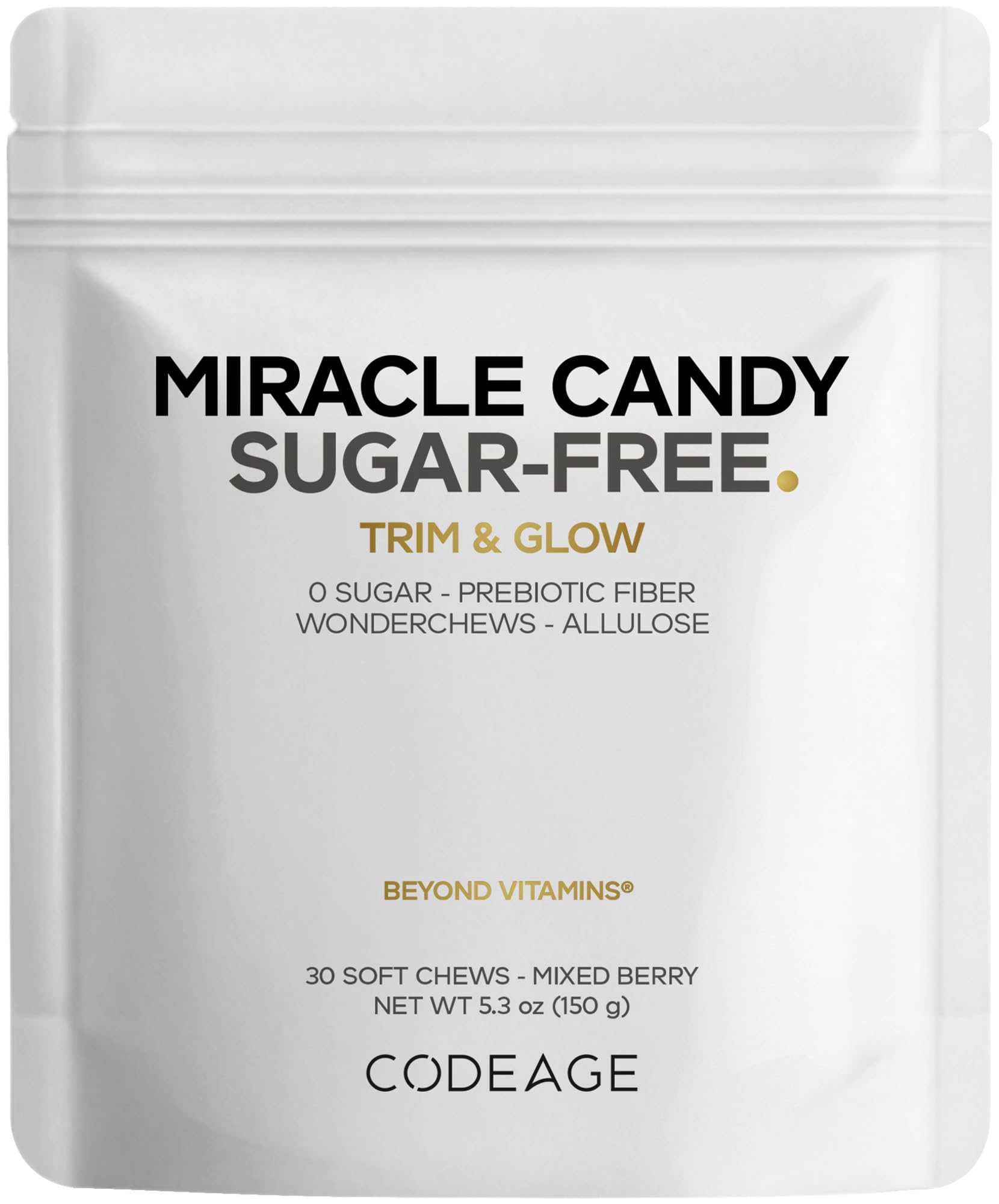 Codeage Miracle Candy Sugar-Free Candies, Mixed Berry Soft Chews – Allulose, Prebiotic Fiber – Low-Calorie Wonderchews – 0g Sugar Soft Chews - 30 Count - dailyvitalstore