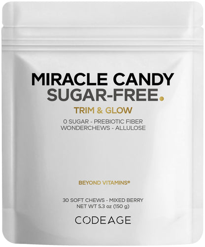 Codeage Miracle Candy Sugar-Free Candies, Mixed Berry Soft Chews – Allulose, Prebiotic Fiber – Low-Calorie Wonderchews – 0g Sugar Soft Chews - 30 Count - dailyvitalstore