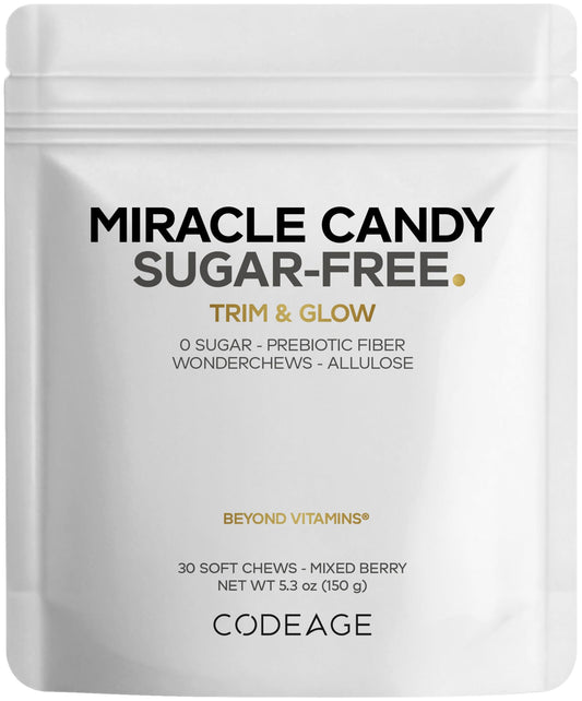 Codeage Miracle Candy Sugar-Free Candies, Mixed Berry Soft Chews – Allulose, Prebiotic Fiber – Low-Calorie Wonderchews – 0g Sugar Soft Chews - 30 Count - dailyvitalstore