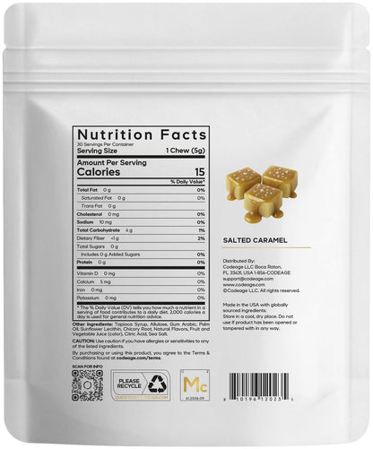 Codeage Miracle Candy Sugar-Free Candies, Salted Caramel Flavor Soft Chews – Allulose, Prebiotic Fiber – Low-Calorie Wonderchews – 0g Sugar Soft Chews - 30 Count - dailyvitalstore