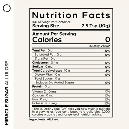 Codeage Miracle Sugar Allulose Powder - All-purpose Zero Calorie Allulose Sweetener, +3 Month Supply - 0 Net-Carbs - Rare Sugar Alternative to Stevia, Aspartame & Liquid - Non-GMO - 35.27 Oz - dailyvitalstore