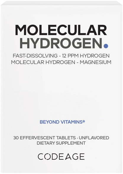 Codeage Molecular Hydrogen Supplement - Fast-Dissolving 12 PPM Hydrogen Water Tablets with Elemental Magnesium - Hydration Tablet Body Function - Unflavored, Vegan, Non-GMO, Gluten-Free - 30 Tablets - dailyvitalstore