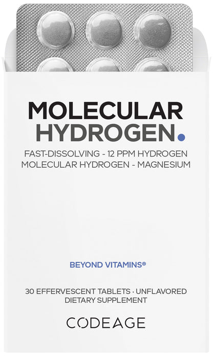 Codeage Molecular Hydrogen Supplement - Fast-Dissolving 12 PPM Hydrogen Water Tablets with Elemental Magnesium - Hydration Tablet Body Function - Unflavored, Vegan, Non-GMO, Gluten-Free - 30 Tablets - dailyvitalstore