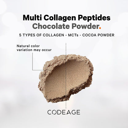 Codeage Multi Collagen Chocolate Protein Powder - Hydrolyzed Bovine Collagen Peptides, 5 Collagen Types & MCT Oil - Collagen Creamer, Chocolate Collagen Peptides - Protein Shakes - Non-GMO - 18.17 oz - dailyvitalstore