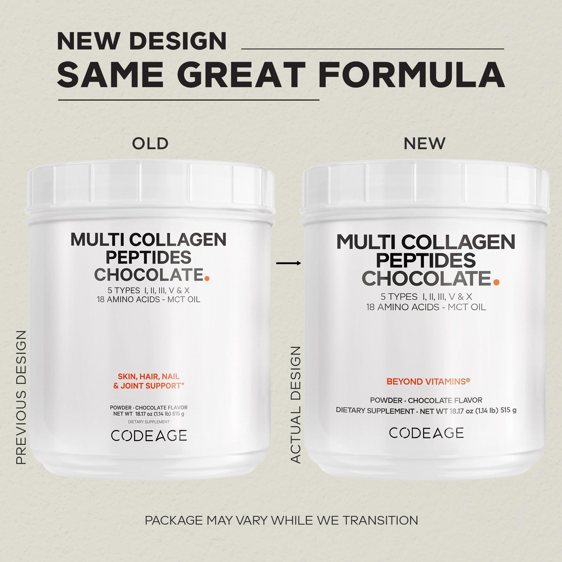 Codeage Multi Collagen Chocolate Protein Powder - Hydrolyzed Bovine Collagen Peptides, 5 Collagen Types & MCT Oil - Collagen Creamer, Chocolate Collagen Peptides - Protein Shakes - Non-GMO - 18.17 oz - dailyvitalstore