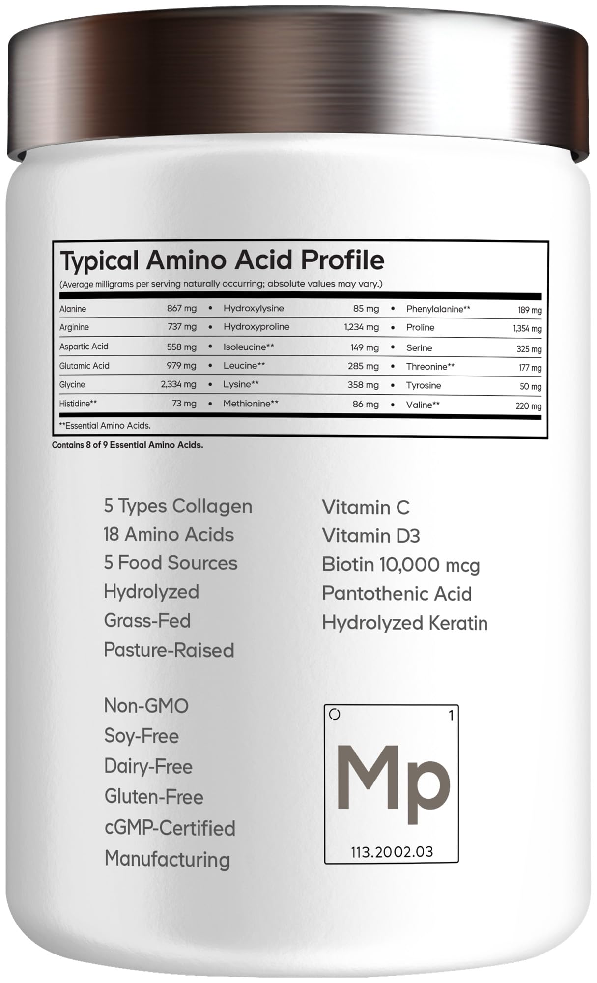 Codeage Multi Collagen for Women & Men Biotin 10000mcg Keratin, Protein Powder Vitamin C B6 D3, Hyaluronic Acid, Niacin - Hydrolyzed Collagen Coffee Creamer 5 Types - Unflavored - Non-GMO - 11.5oz - dailyvitalstore