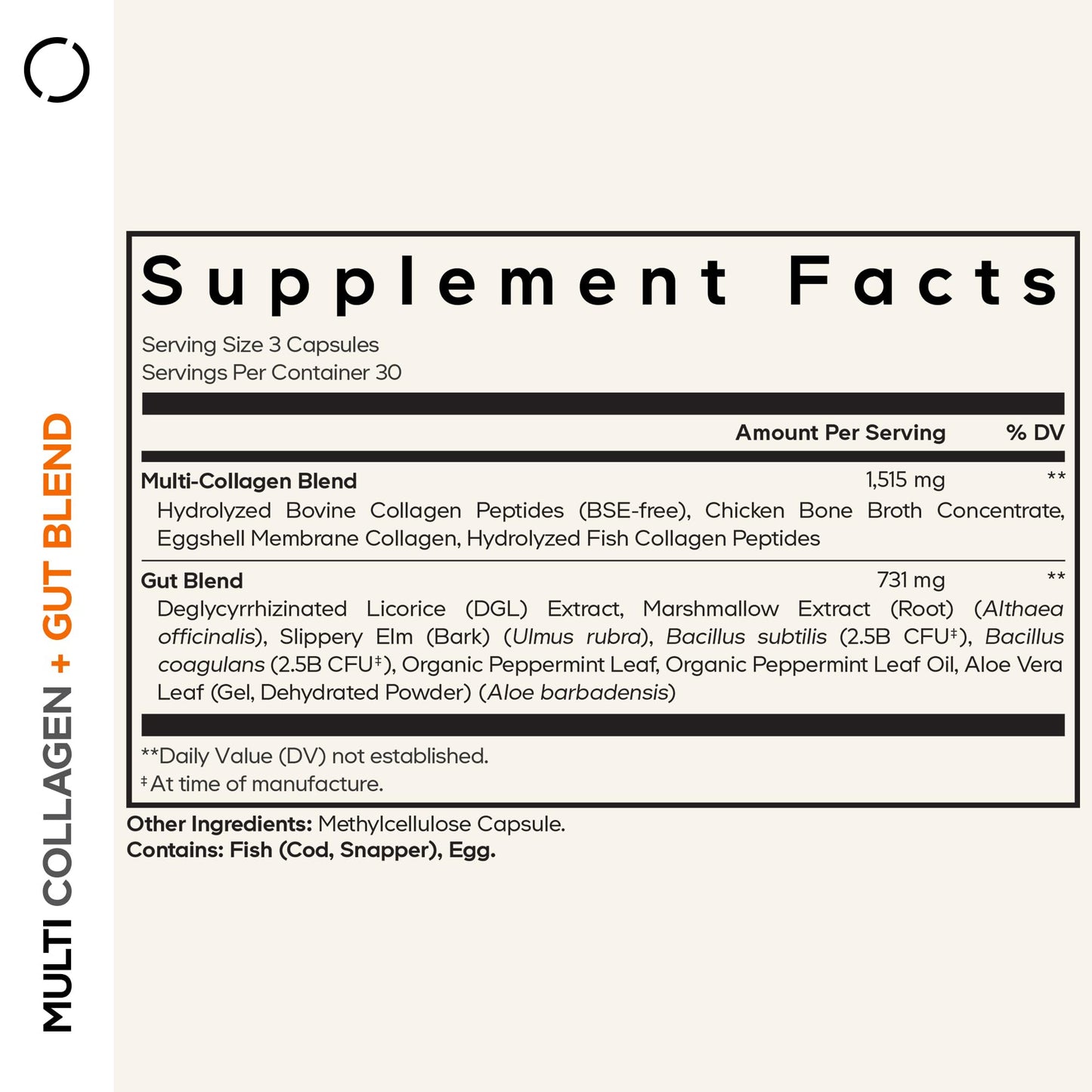 Codeage Multi Collagen + Gut Blend Supplement - Digestive Probiotics, DGL Licorice, Aloe Vera, Organic Peppermint Leaf, Slippery Elm - Hydrolyzed Bovine Collagen Pills - Non-GMO - 90 Capsules - dailyvitalstore