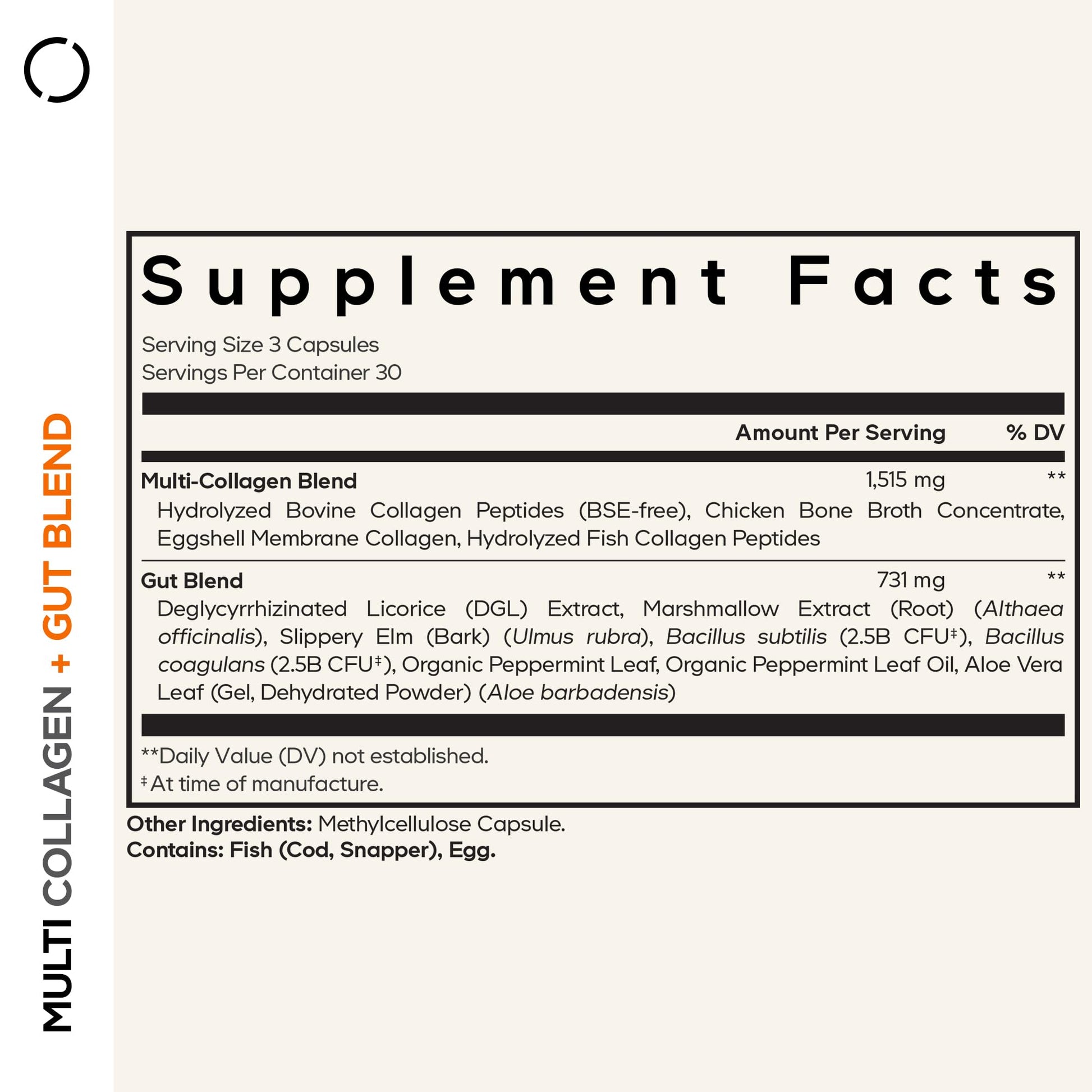 Codeage Multi Collagen + Gut Blend Supplement - Digestive Probiotics, DGL Licorice, Aloe Vera, Organic Peppermint Leaf, Slippery Elm - Hydrolyzed Bovine Collagen Pills - Non-GMO - 90 Capsules - dailyvitalstore