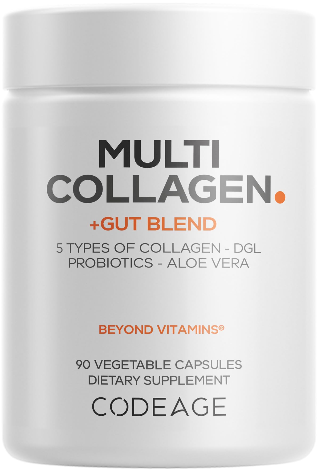 Codeage Multi Collagen + Gut Blend Supplement - Digestive Probiotics, DGL Licorice, Aloe Vera, Organic Peppermint Leaf, Slippery Elm - Hydrolyzed Bovine Collagen Pills - Non-GMO - 90 Capsules - dailyvitalstore